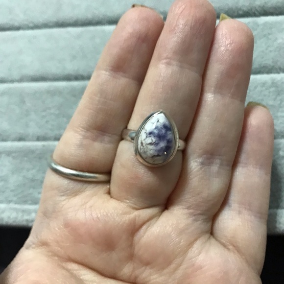 New Sterling Silver Purple Teardrop Morado Violet Flame Opal Ring Sz 7 Crystal - Picture 7 of 16